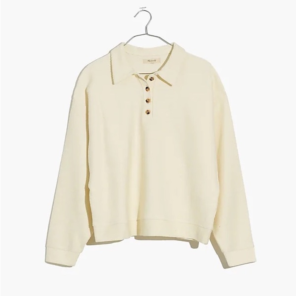 Ottoman Jacquard Polo Top Antique Cream xxs